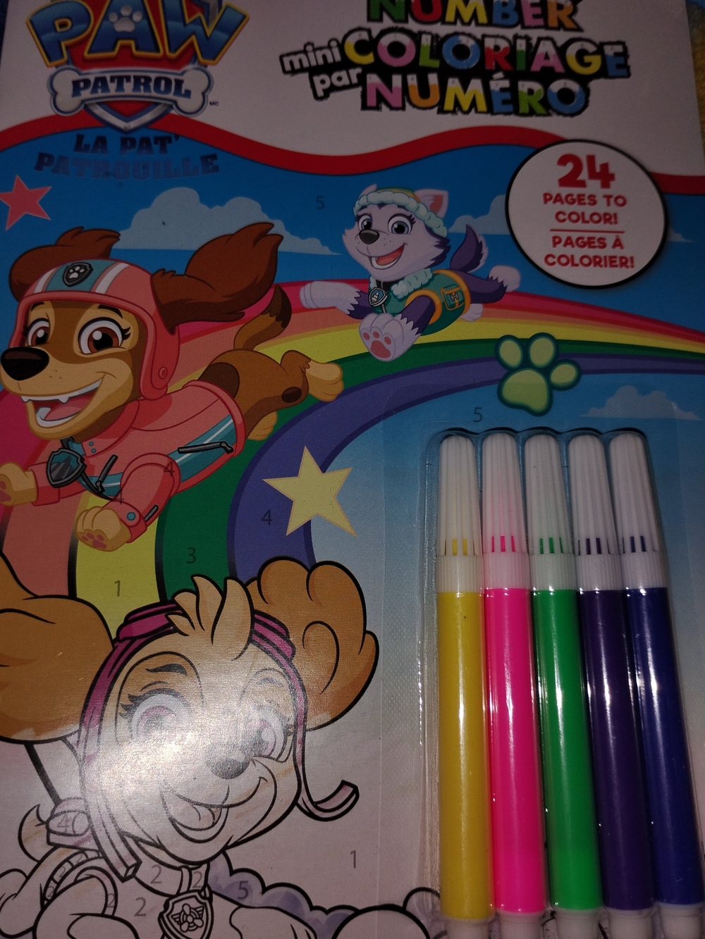 PAW Patrol Girls' Color-By-Number Activity Set with Markers - Rainbow